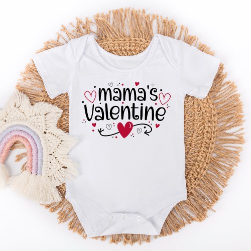 Mamas Valentine cute hearts  Baby Bodysuit