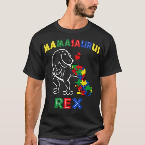 Mamasaurus Autism Awareness Mothers Day Mommy Dino T_Shirt