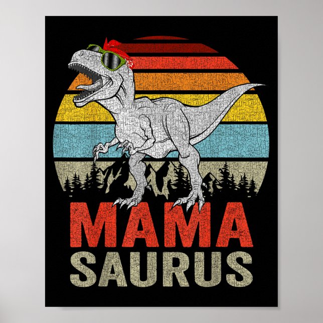 Mamasaurus Dinosaur Mama Saurus T Rex Funny Family Poster (Front)