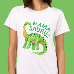 Mamasaurus Dinosaur Mom of the Birthday Boy T-Shirt<br><div class="desc">This mamasaurus dinosaur mom of the birthday boy design features hand painted watercolor illustrations such as a brontosaurus dinosaur on the front and more dinos on the back in color palette of greens,  blues and oranges. You can edit the text. See the whole matching collection.</div>