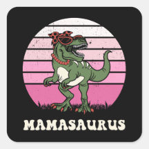 Mamasaurus Funny Dinosaur on Pink Colors Sunset