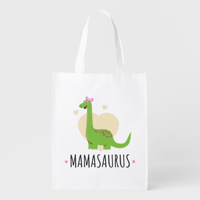 Mamasaurus Funny Dinosaur – Sweet Mom Gift Grocery Bag (Front)