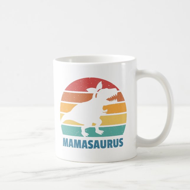 Mamasaurus Mom Dinosaur Funny Mothers Day Coffee Mug (Right)
