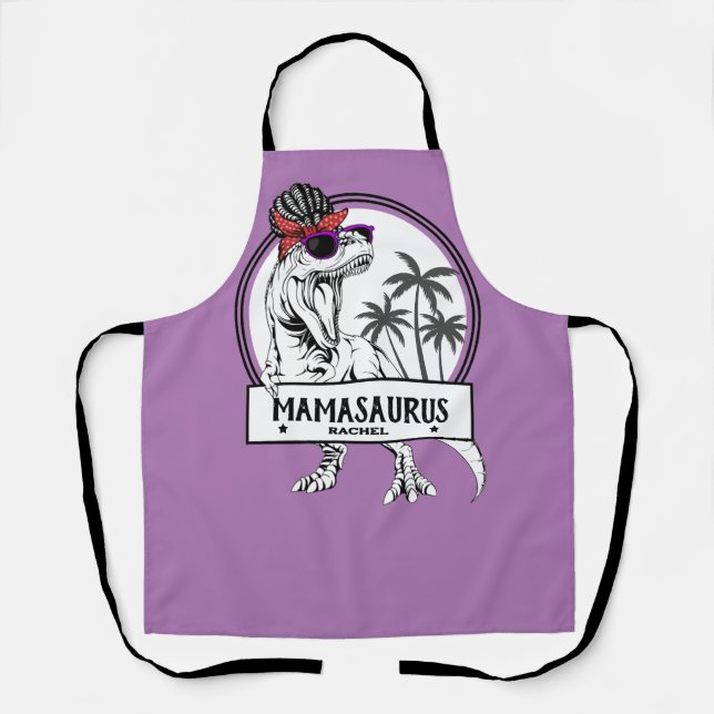 Mamasaurus Mom T rex Dino Funny Custom Name Apron (Front)