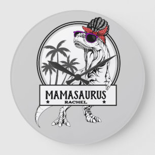 Mamasaurus Mom T rex Dino Funny Custom Name Large Clock