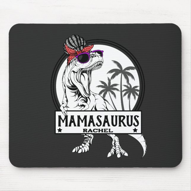 Mamasaurus Mom T rex Dino Funny Custom Name Mouse Pad (Front)