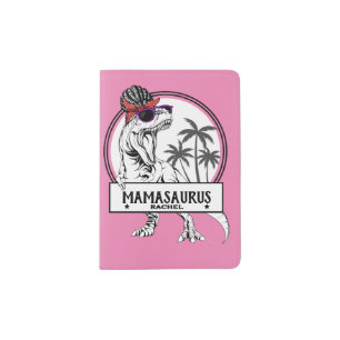 Mamasaurus Mom T rex Dino Funny Custom Name Passport Holder