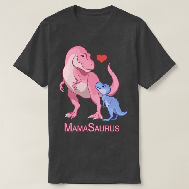 Mamasaurus Mommy Baby Boy TRex Dinosaurs T-Shirt (Design Front)