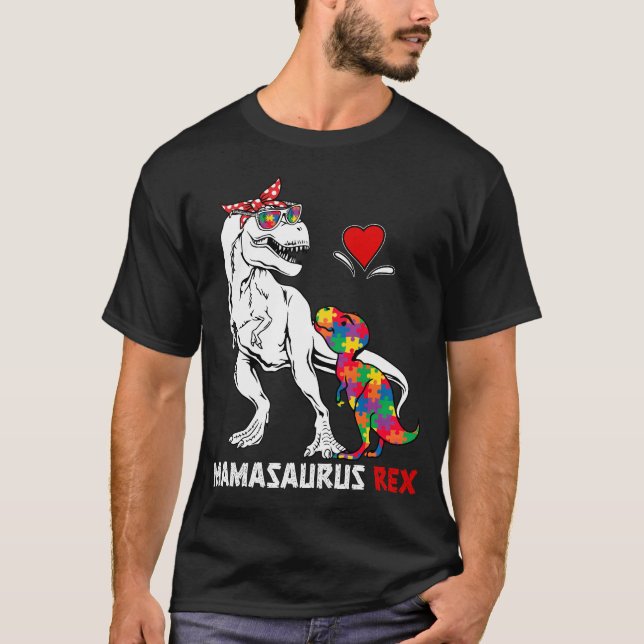 Mamasaurus Rex Autism Awareness Autistic Kids Moth T-Shirt (Front)