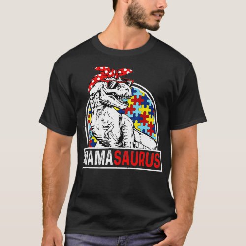 Mamasaurus  Rex Dinosaur Autism Mama Saurus Family T_Shirt