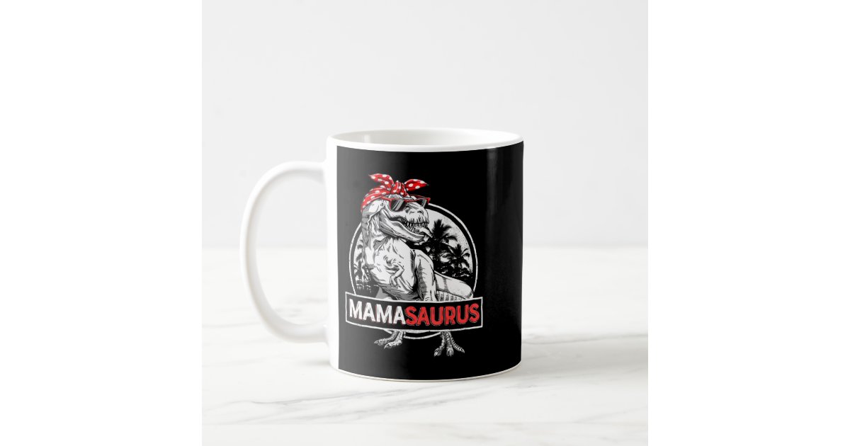 Mamasaurus Mug, Cute Mother's Day Dino Gift Idea For Din0saur Mom BLACK