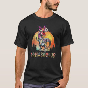 Mamasaurus Rex Mom Dinosaur Leopard Flower Rex Mam T-Shirt