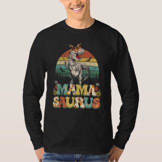 Mamasaurus Rex Mom Dinosaur Leopard Flower Rex Mam T-Shirt