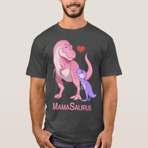 MamaSaurus Rex Pink Mommy  Purple Baby Dinosaurs  T_Shirt