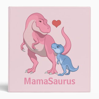 MamaSaurus T-Rex and Baby Boy Dinosaurs 3 Ring Binder