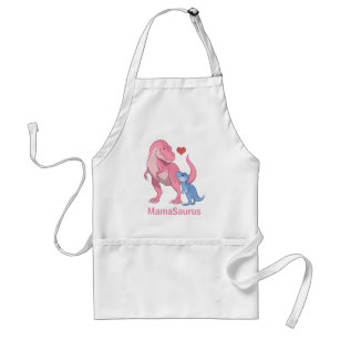 MamaSaurus T-Rex and Baby Boy Dinosaurs Adult Apron