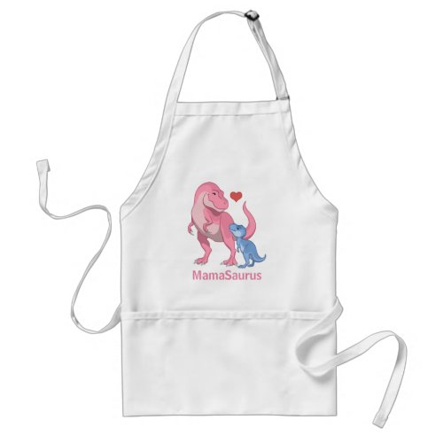 MamaSaurus T_Rex and Baby Boy Dinosaurs Adult Apron