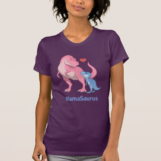 MamaSaurus T-Rex and Baby Boy Dinosaurs T-Shirt