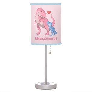 MamaSaurus T-Rex and Baby Boy Dinosaurs Table Lamp