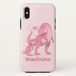 MamaSaurus T-Rex and Baby Girl Dinosaurs iPhone X Case