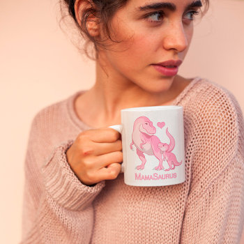 Mamasaurus T-rex And Baby Girl Dinosaurs Coffee Mug by Fun_Forest at Zazzle