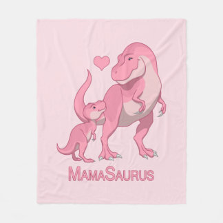 MamaSaurus T-Rex and Baby Girl Dinosaurs Fleece Blanket