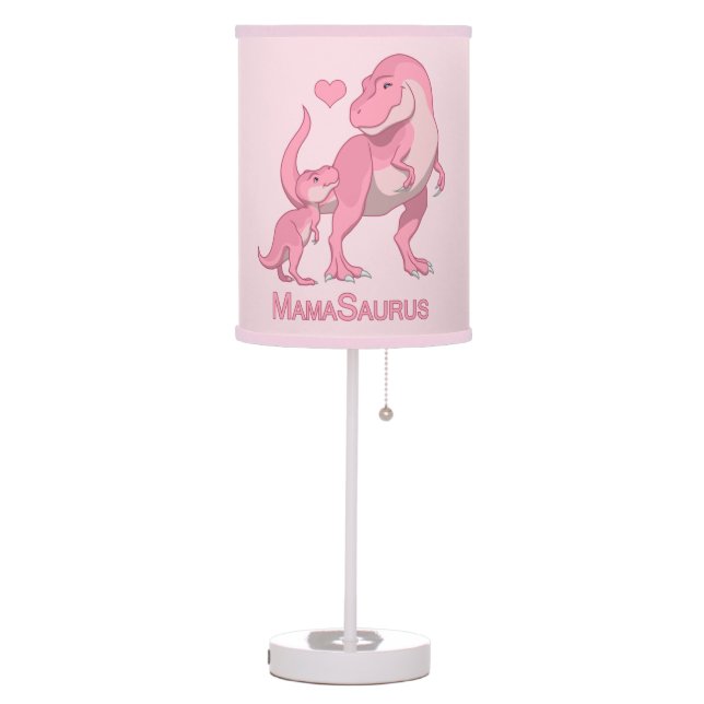 MamaSaurus T-Rex and Baby Girl Dinosaurs Table Lamp (Left)