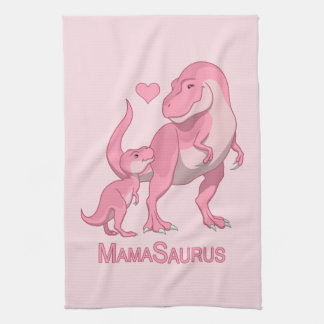 MamaSaurus T-Rex and Baby Girl Dinosaurs Towel