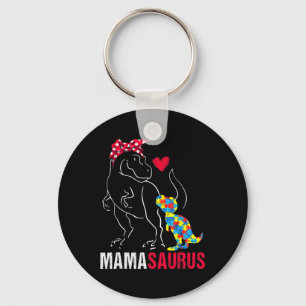 Mamasaurus T Rex Dinosaur Mama Saurus Autism Aware Keychain