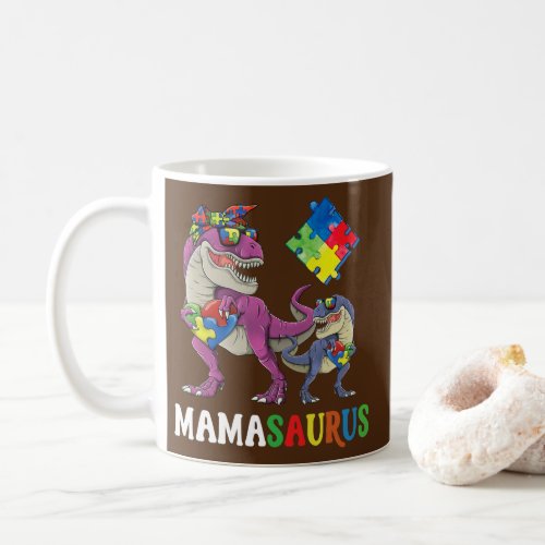 Mamasaurus T rex Dinosaur Mama Saurus Autism Coffee Mug