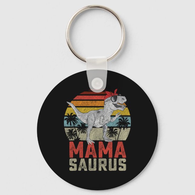 Mamasaurus T Rex Dinosaur Mama Saurus Family Match Keychain (Front)