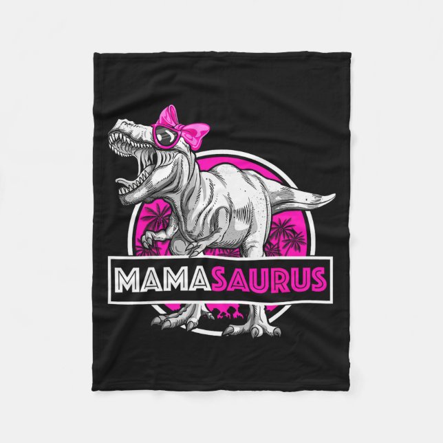 Mamasaurus T-rex Matching Funny Mother Saurus Dino Fleece Blanket (Front)