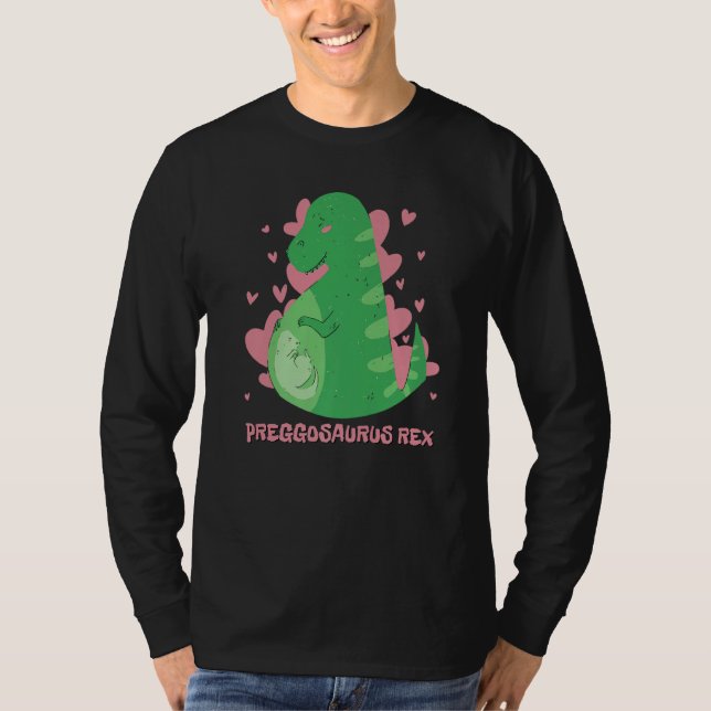 Mamasaurus Trex Pregnancy Announcement Dinosaur Pr T-Shirt (Front)