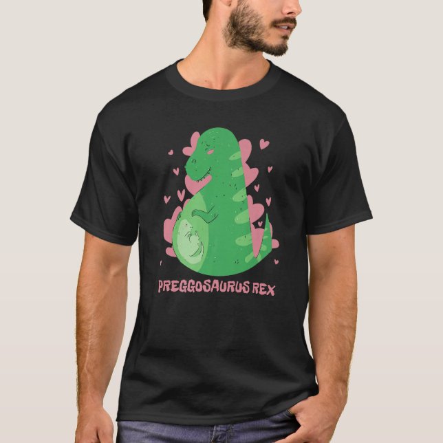 Mamasaurus Trex Pregnancy Announcement Dinosaur Pr T-Shirt (Front)