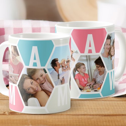 Mamaw 5 Photo Editable 5 Letter Honeycomb Coffee Mug