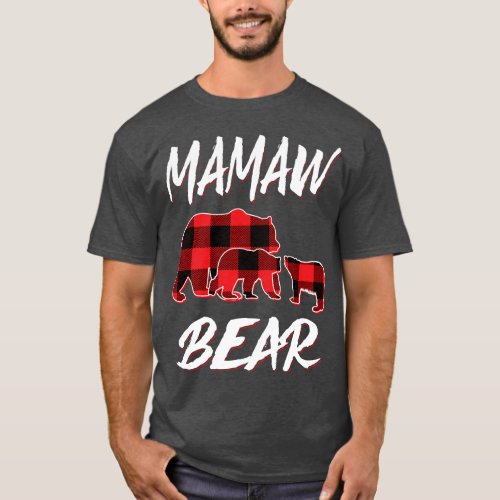 Mamaw Bear Red Plaid Christmas Pajama Matching Fam T_Shirt