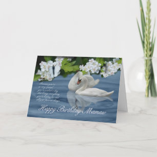 Mamaw Birthday Card - Swans And Butterfly