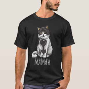 Mamaw Cat  Heart Valentine Love Valentines Day T-Shirt