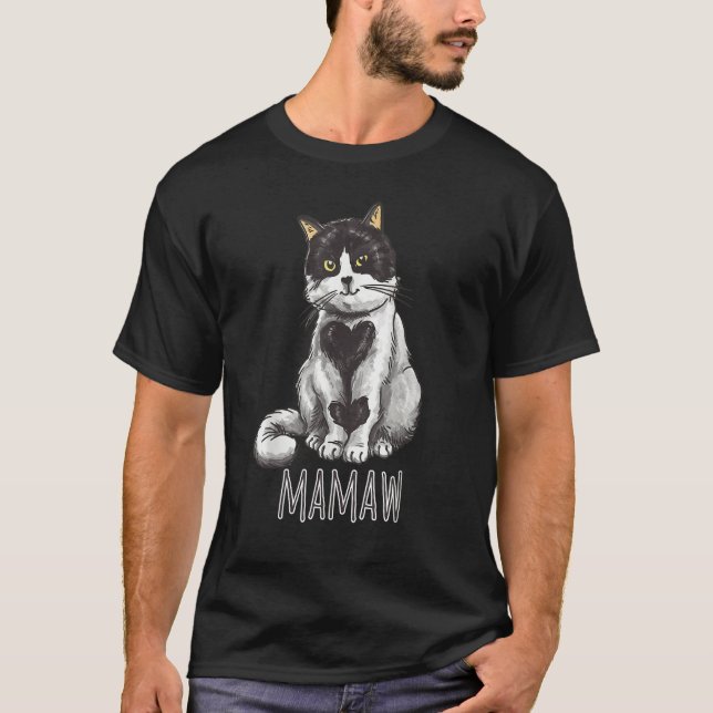 Mamaw Cat  Heart Valentine Love Valentines Day T-Shirt (Front)