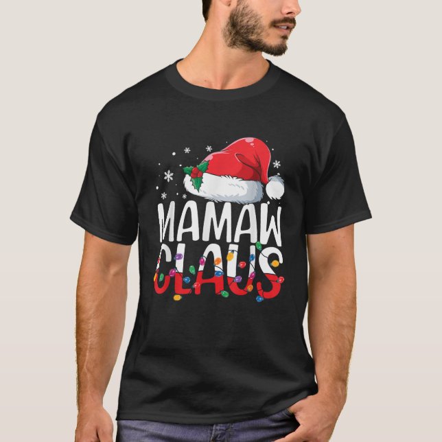 Mamaw Claus Family Matching Christmas Pajamas Sant T-Shirt (Front)
