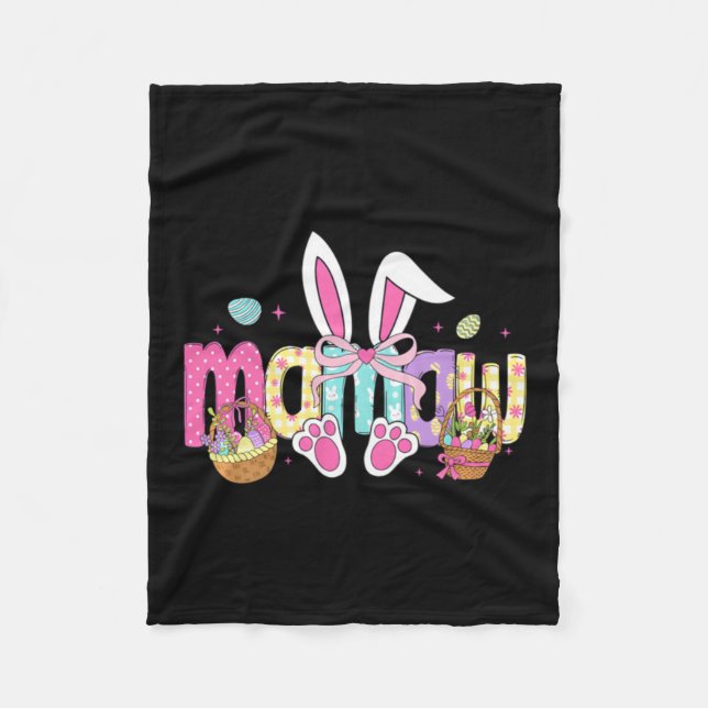 Mamaw Coquette Bow Bunny Ears Easter Design Fleece Blanket (Front)