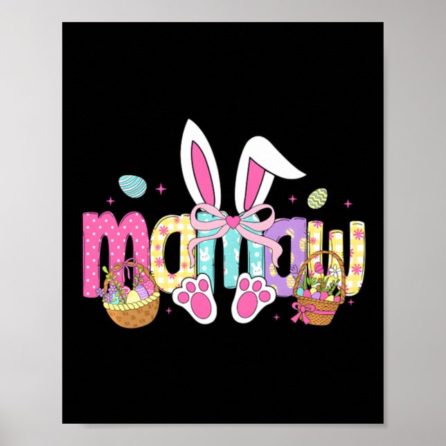 Mamaw Coquette Bow Bunny Ears Easter Poster (Front)
