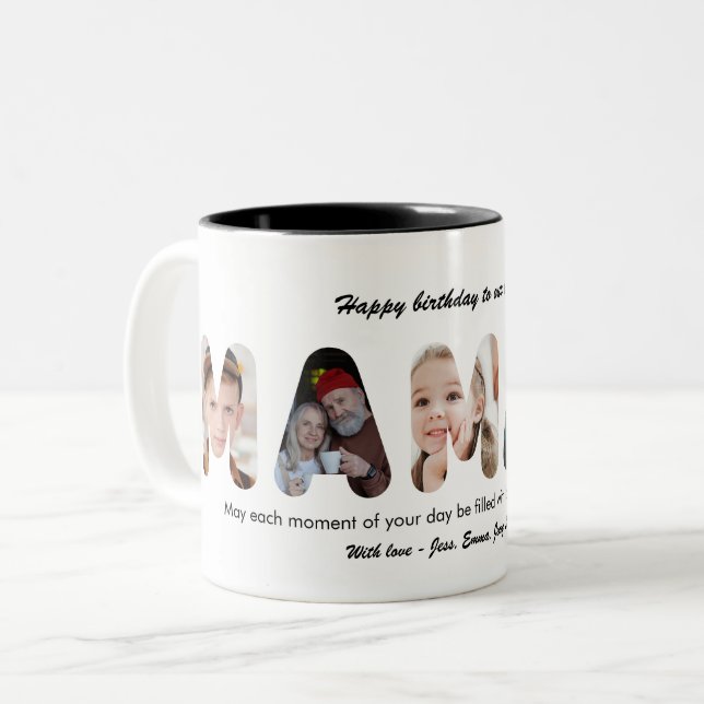 Mamaw Custom Photo Collage Personalized Grandma Two-Tone Coffee Mug (Front Left)