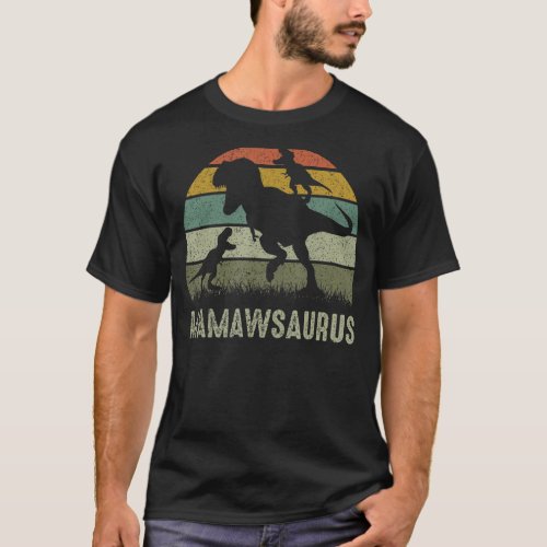 Mamaw Dinosaur T Rex Mamawsaurus 2 kids Family Mat T_Shirt