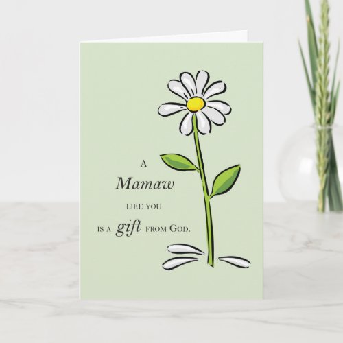 Mamaw Gift from God Daisy Religious Grandparents Card
