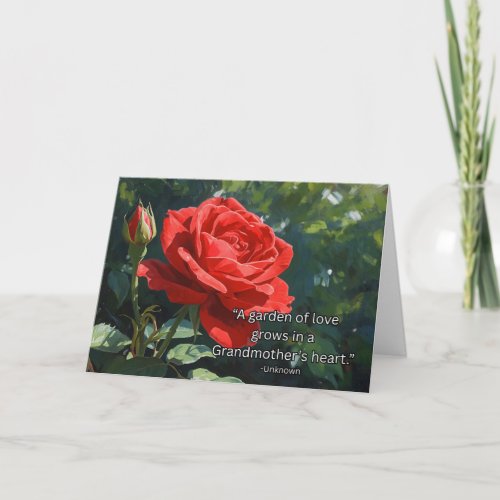 Mamaw Grandparents Day Red Rose and Garden Quote Card