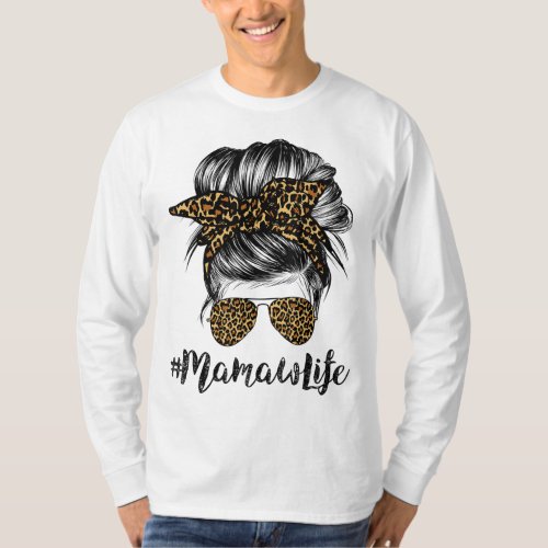 Mamaw Life Hair Bandana Glasses Leopard Print Moth T_Shirt