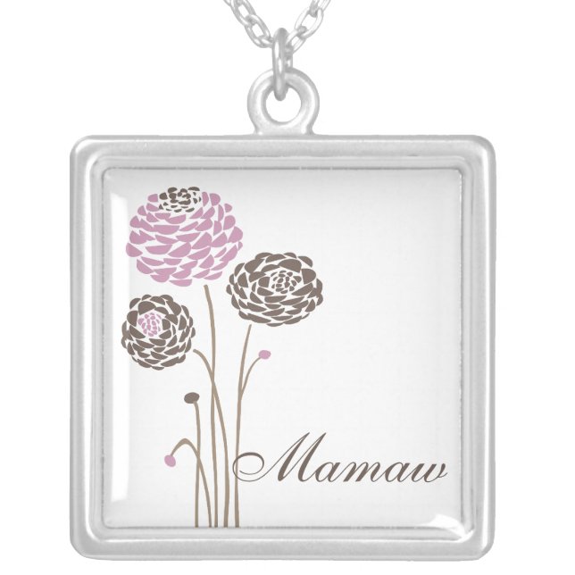 Mamaw Necklace Stylish Dahlia Flowers (Front)