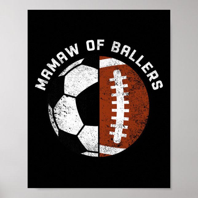 Mamaw Of Llers Funny Soccer Footll Grandma Mamaw  Poster (Front)