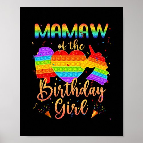 Mamaw Of The Birthday Girl Unicorn Pop It Family Poster